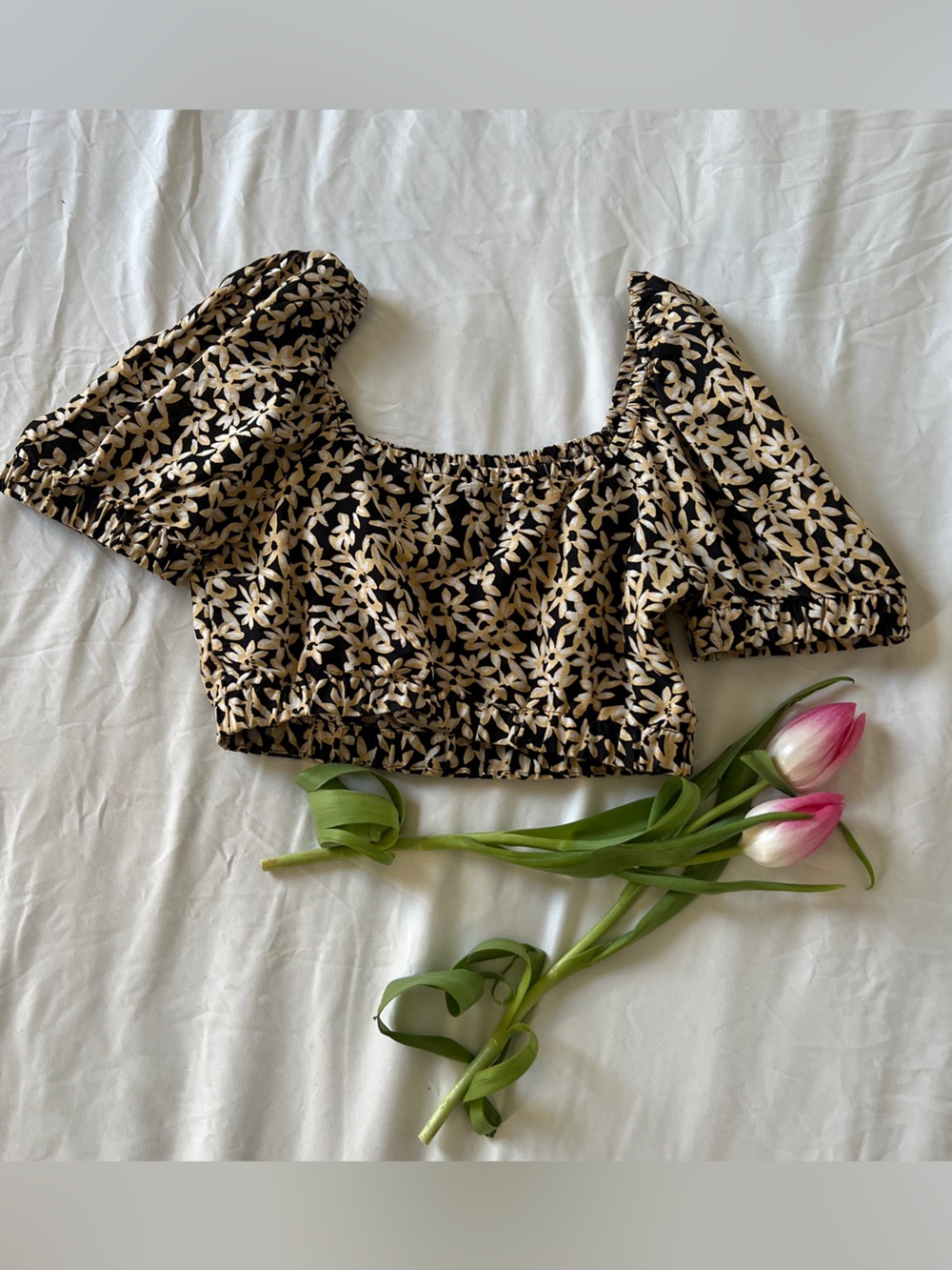 Floral Off-the-Shoulder Bardot Crop Top